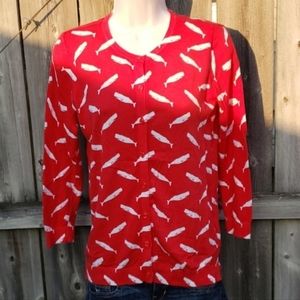 Button Down Sweater Cardigan with Whales by Loft